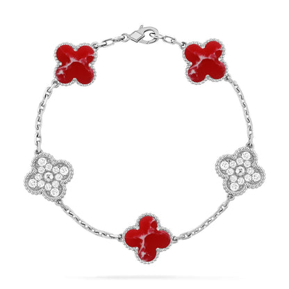 [Limara]LUCKY CLOVER 5-MOTIF BRACELET - RED LARIMAR COLLECTION