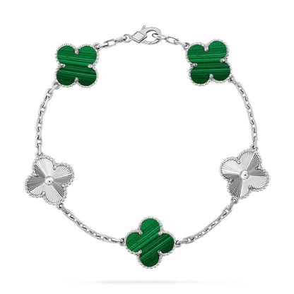 [Limara]LUCKY CLOVER 5-MOTIF BRACELET - MALACHITE COLLECTION