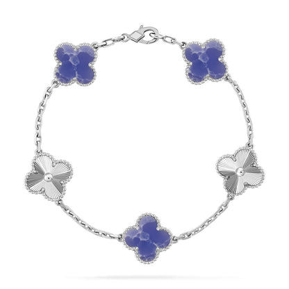 [Limara]LUCKY CLOVER 5-MOTIF BRACELET - BLUE LARIMAR COLLECTION
