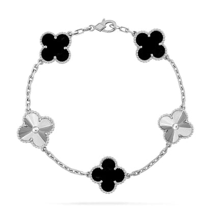 [Limara]LUCKY CLOVER 5-MOTIF BRACELET - BLACK OXNY COLLECTION