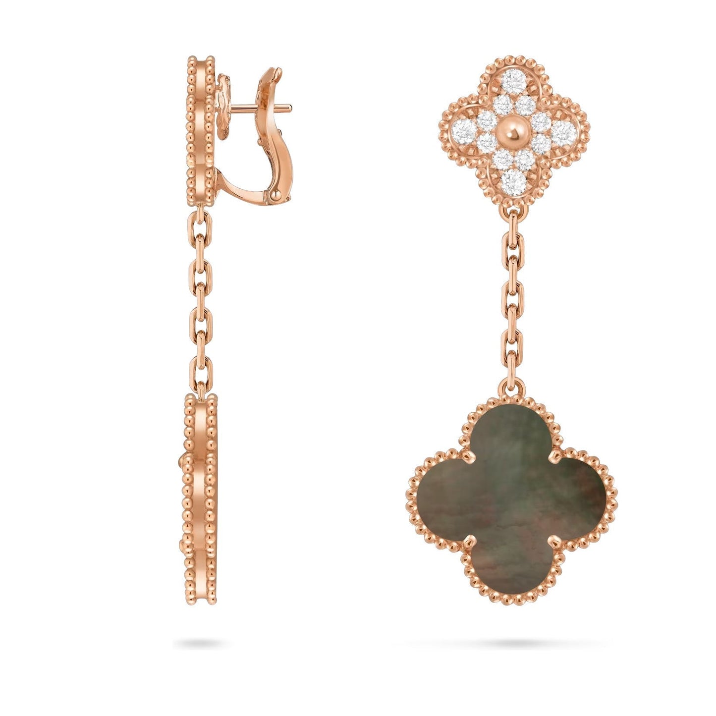 [Limara]CLOVER DUAL-MOTIF STATEMENT STUD EARRINGS - DOUBLE-CHARM COLLECTION