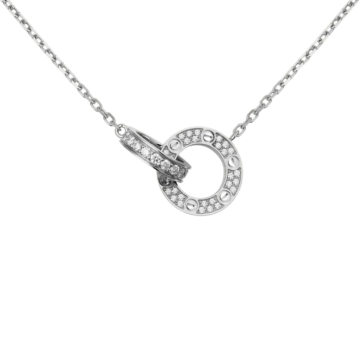 [Limara]LOVE DOUBLE-RING PENDANT FULL-PAVÉ NECKLACE