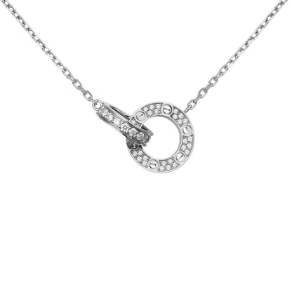 [Limara]LOVE DOUBLE-RING PENDANT FULL-PAVÉ NECKLACE