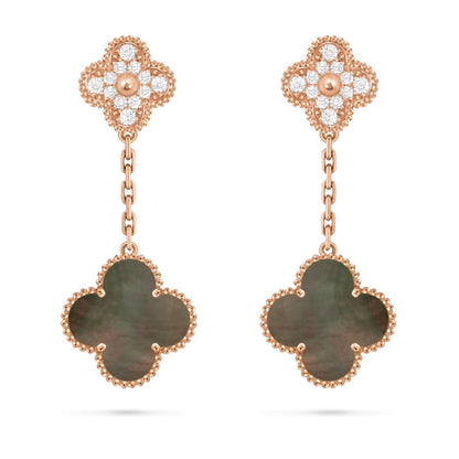 [Limara]CLOVER DUAL-MOTIF STATEMENT STUD EARRINGS - DOUBLE-CHARM COLLECTION