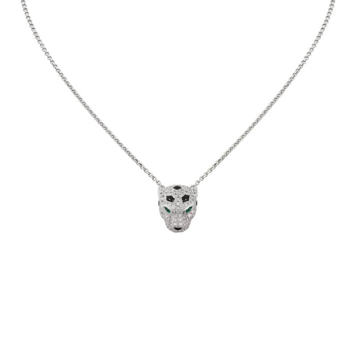 [Limara]LEOPARD HEAD FULL PAVÉ DIAMOND PENDANT NECKLACE