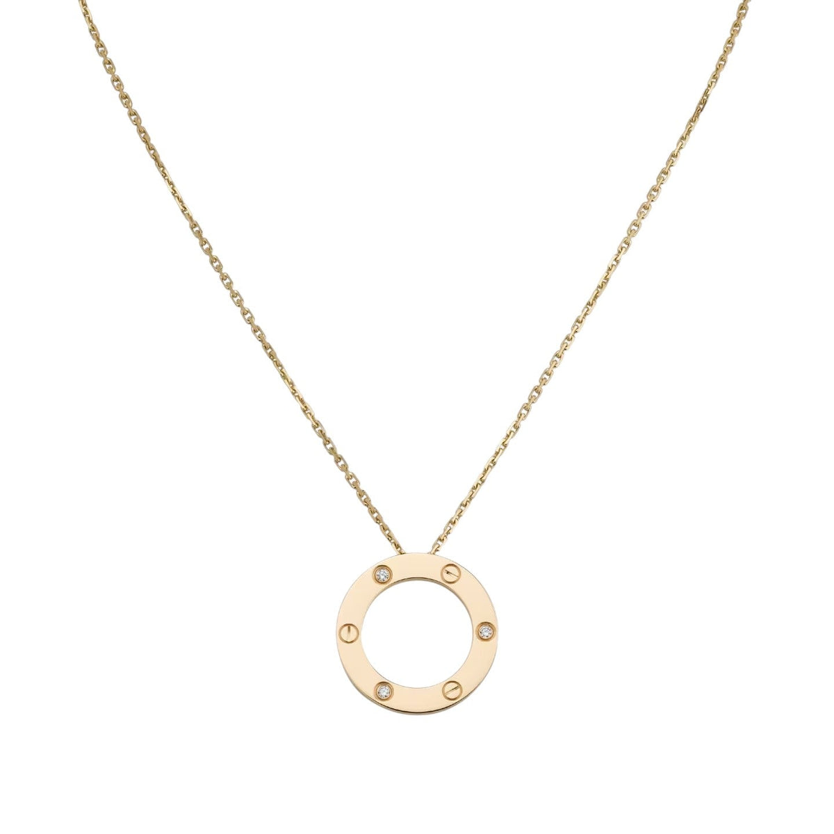 [Limara]LOVE LARGE CIRCULAR PENDANT 3-DIAMOND NECKLACE