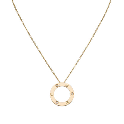 [Limara]LOVE LARGE CIRCULAR PENDANT 3-DIAMOND NECKLACE