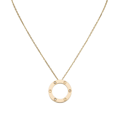 [Limara]LOVE LARGE CIRCULAR PENDANT 3-DIAMOND NECKLACE