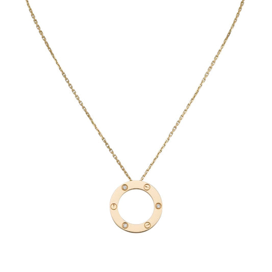 [Limara]LOVE LARGE CIRCULAR PENDANT 3-DIAMOND NECKLACE