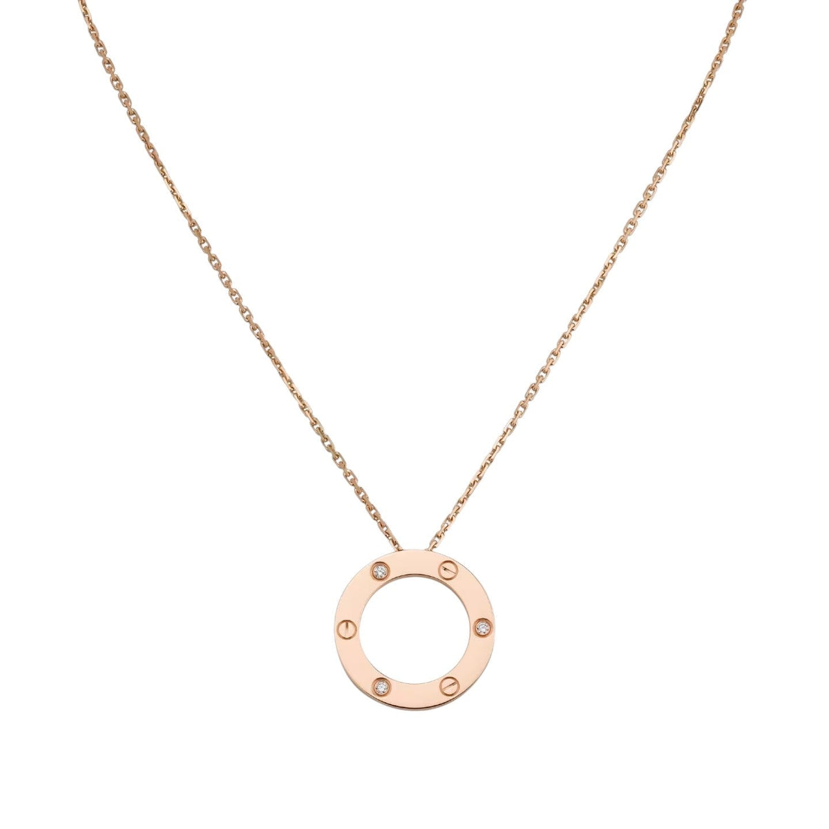 [Limara]LOVE LARGE CIRCULAR PENDANT 3-DIAMOND NECKLACE