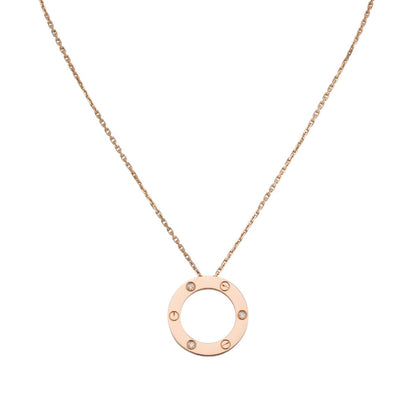 [Limara]LOVE LARGE CIRCULAR PENDANT 3-DIAMOND NECKLACE