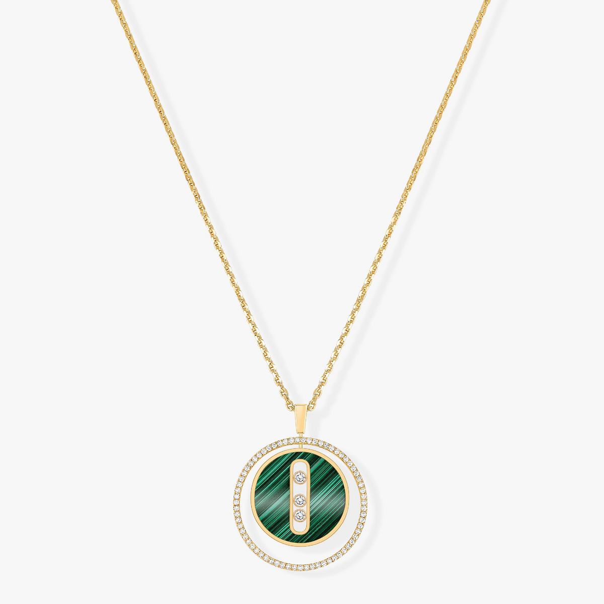 [Limara]LUCKY MOVE 3 DIAMOND MALACHITE GOLD DIAMOND NECKLACE