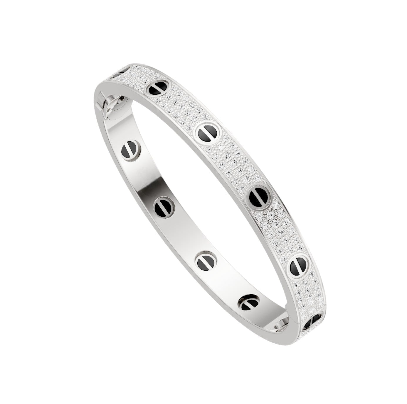 [Limara]CLASSIC 6.1MM LOVE BANGLE - DIAMOND PAVÉ & BLACK CERAMIC