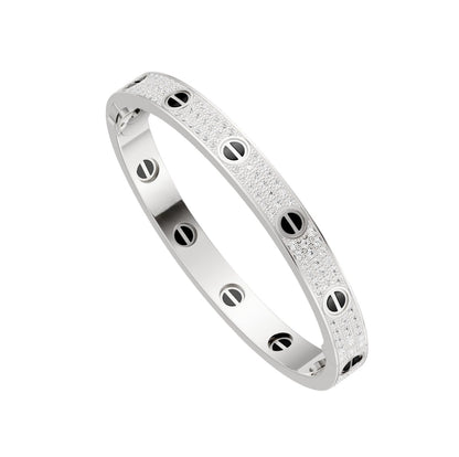 [Limara]CLASSIC 6.1MM LOVE BANGLE - DIAMOND PAVÉ & BLACK CERAMIC