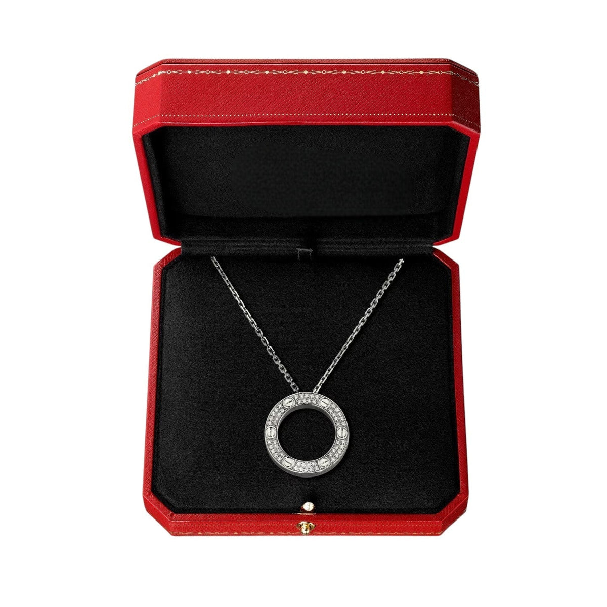 [Limara]LOVE LARGE CIRCULAR PENDANT FULL-PAVÉ DIAMOND NECKLACE