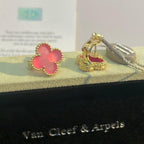 [Limara]NEW CLOVER 15MM PINK ENAMEL STUD EARRINGS