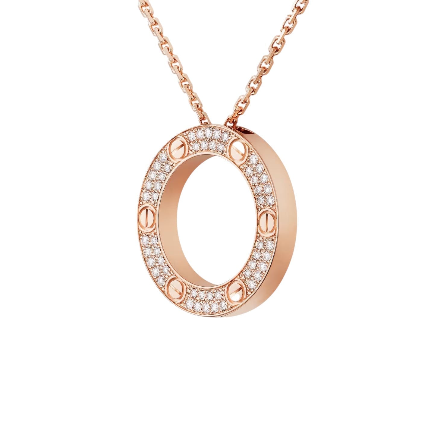 [Limara]LOVE LARGE CIRCULAR PENDANT FULL-PAVÉ DIAMOND NECKLACE