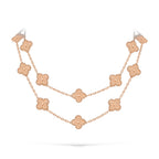 [Limara]CLASSIC 20-MOTIF LUCKY CLOVER LONG NECKLACE ROSE GOLD COLLECTION