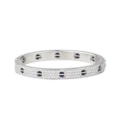 [Limara]CLASSIC 6.1MM LOVE BANGLE - DIAMOND PAVÉ & BLACK CERAMIC
