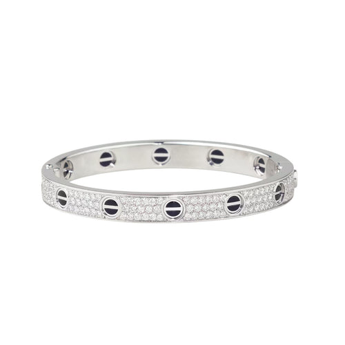 [Limara]CLASSIC 6.1MM LOVE BANGLE - DIAMOND PAVÉ & BLACK CERAMIC