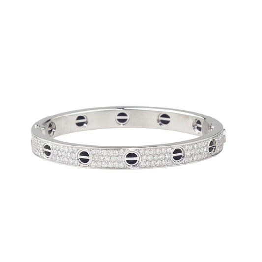 [Limara]CLASSIC 6.1MM LOVE BANGLE - DIAMOND PAVÉ & BLACK CERAMIC