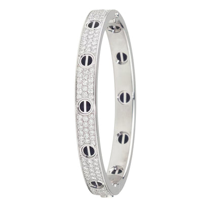 [Limara]CLASSIC 6.1MM LOVE BANGLE - DIAMOND PAVÉ & BLACK CERAMIC
