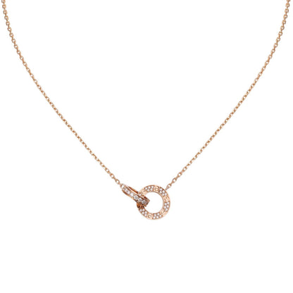 [Limara]LOVE DOUBLE-RING PENDANT FULL-PAVÉ NECKLACE