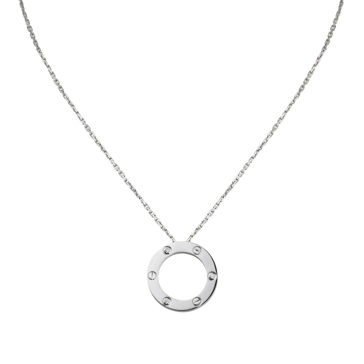 [Limara]LOVE LARGE CIRCULAR PENDANT 3-DIAMOND NECKLACE