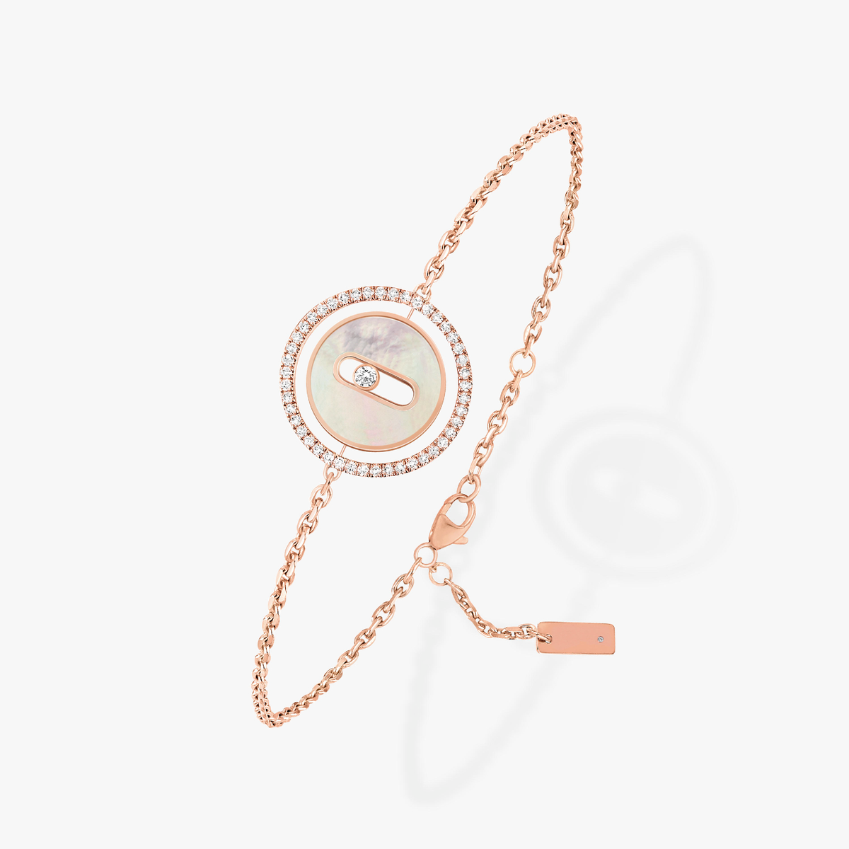 [Limara]LUCKY MOVE WHITE MOTHER OF PEARL PINK GOLD DIAMOND BRACELET