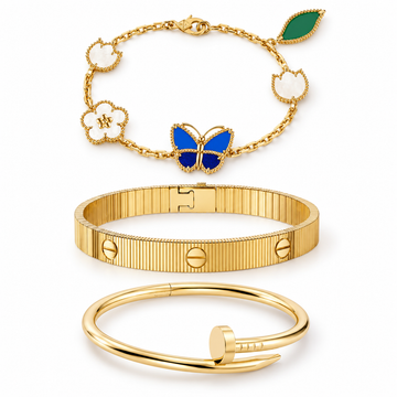 [Limara]Clover Lucky Spring & Love & Juste Garden 3-Piece  Bracelet Stack Set