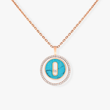 [Limara]LUCKY MOVE 1 DIAMOND TURQUOISE PINK GOLD DIAMOND NECKLACE