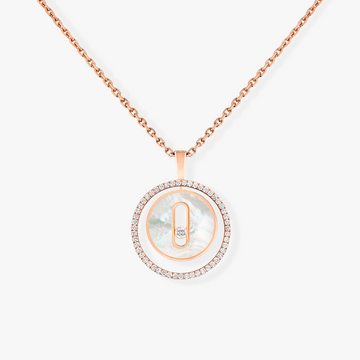 [Limara]LUCKY MOVE 1 DIAMOND WHITE MOTHER OF PEARL PINK GOLD DIAMOND NECKLACE