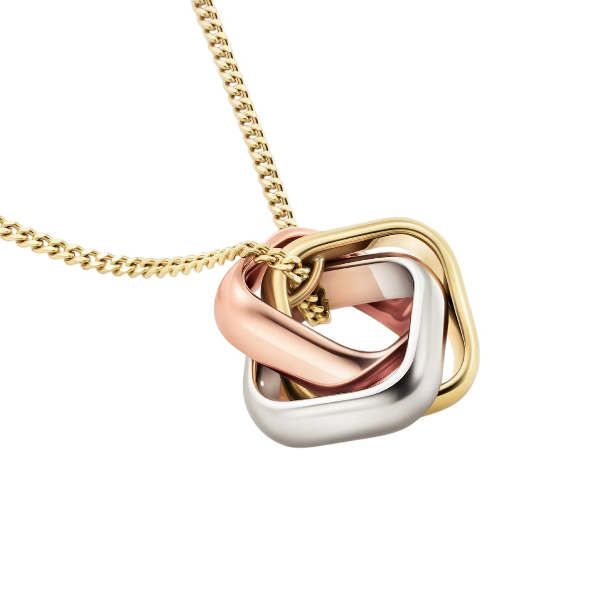 [Limara]TRI-COLOR SQUARE RING NECKLACE