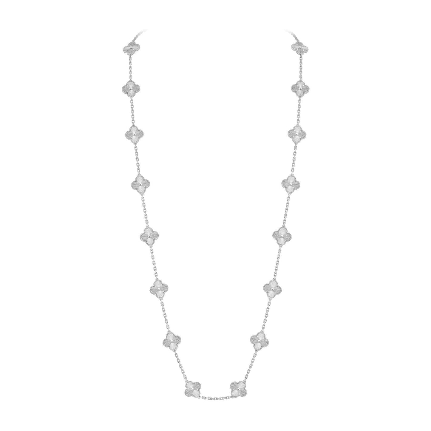 [Limara]CLASSIC 20-MOTIF LUCKY CLOVER LONG NECKLACE WHITE GOLD COLLECTION