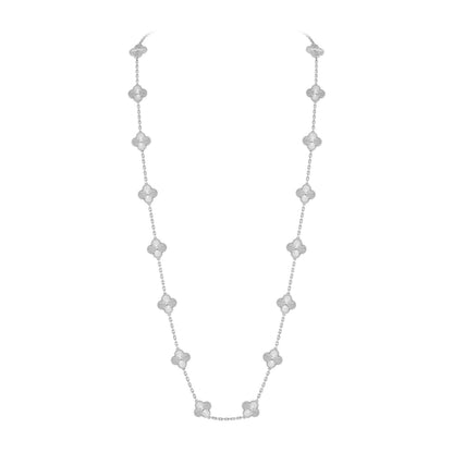 [Limara]CLASSIC 20-MOTIF LUCKY CLOVER LONG NECKLACE WHITE GOLD COLLECTION