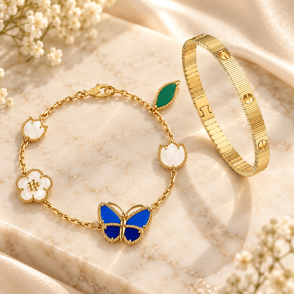 [Limara] Lucky Spring Butterfly 5-Motif & LOVE Unlimited Bracelet Stack Set