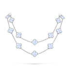 [Limara]CLASSIC 20-MOTIF LUCKY CLOVER LONG NECKLACE WHITE GOLD COLLECTION