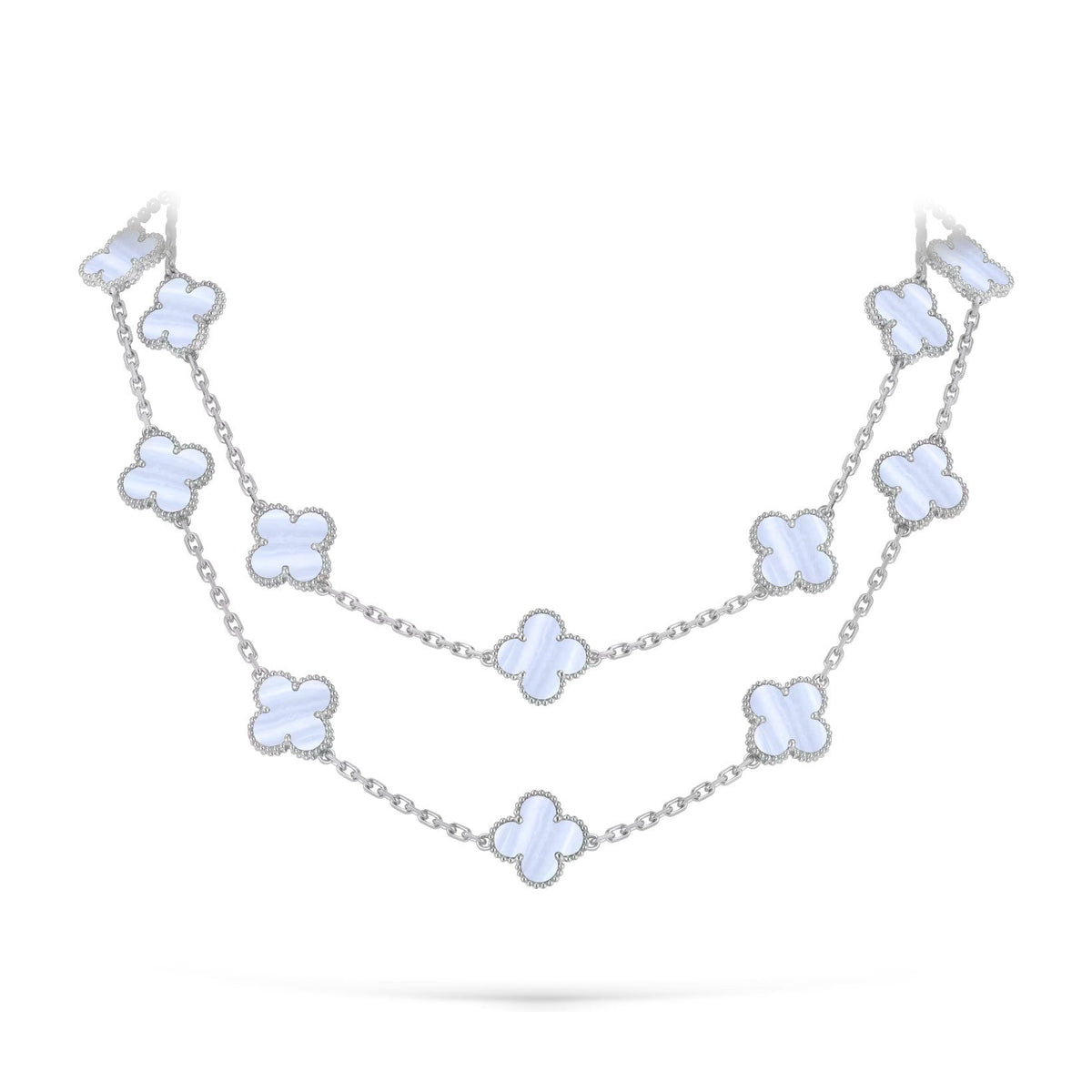 [Limara]CLASSIC 20-MOTIF LUCKY CLOVER LONG NECKLACE WHITE GOLD COLLECTION