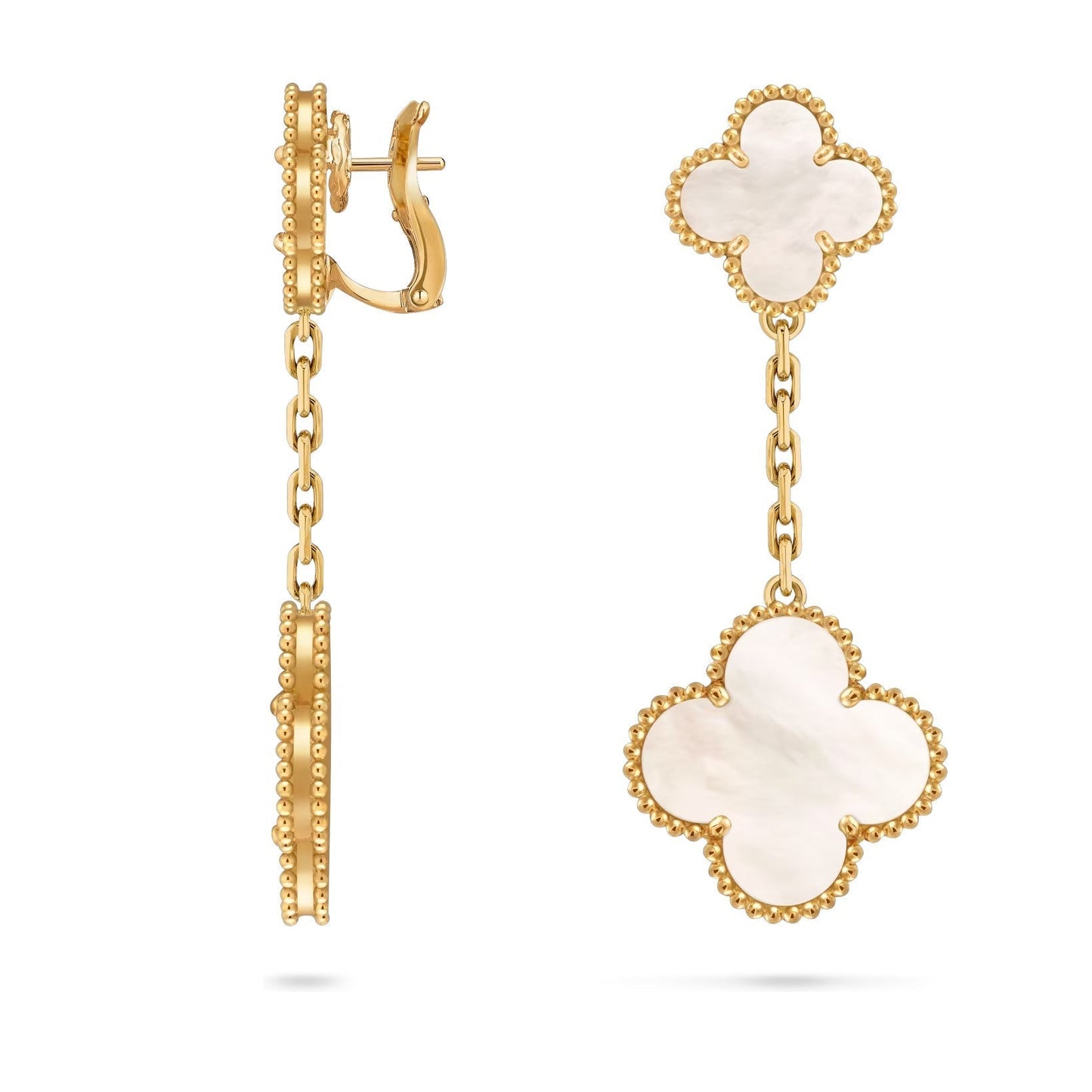 [Limara]CLOVER DUAL-MOTIF STATEMENT STUD EARRINGS - DOUBLE-CHARM COLLECTION