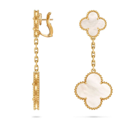 [Limara]CLOVER DUAL-MOTIF STATEMENT STUD EARRINGS - DOUBLE-CHARM COLLECTION