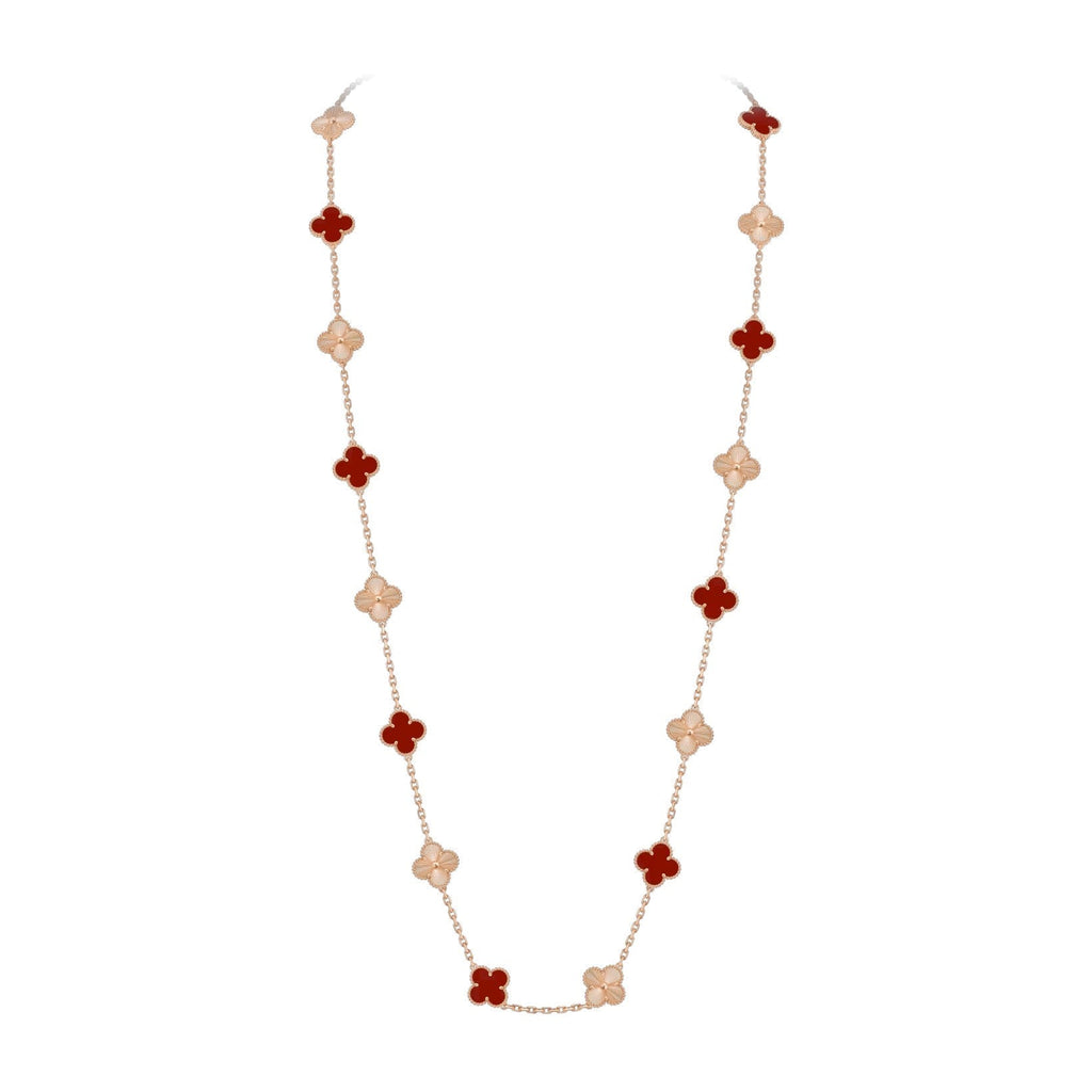 [Limara]CLASSIC 20-MOTIF LUCKY CLOVER LONG NECKLACE ROSE GOLD COLLECTION
