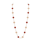 [Limara]CLASSIC 20-MOTIF LUCKY CLOVER LONG NECKLACE ROSE GOLD COLLECTION