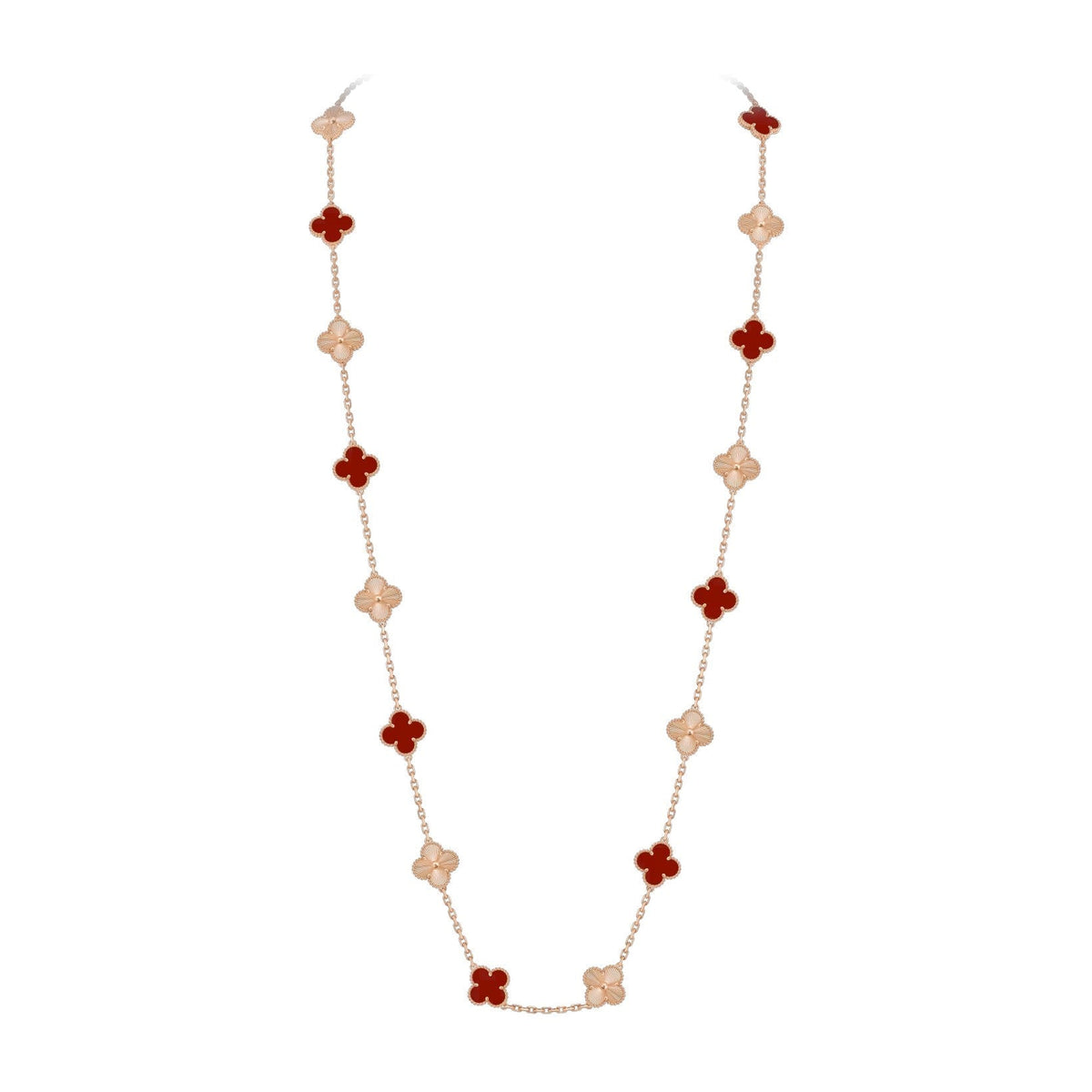 [Limara]CLASSIC 20-MOTIF LUCKY CLOVER LONG NECKLACE ROSE GOLD COLLECTION