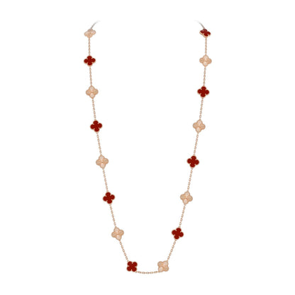 [Limara]CLASSIC 20-MOTIF LUCKY CLOVER LONG NECKLACE ROSE GOLD COLLECTION