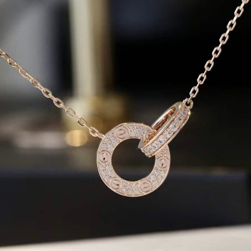 [Limara] LOVE  FULL DIAMOND PENDANT NECKLACE