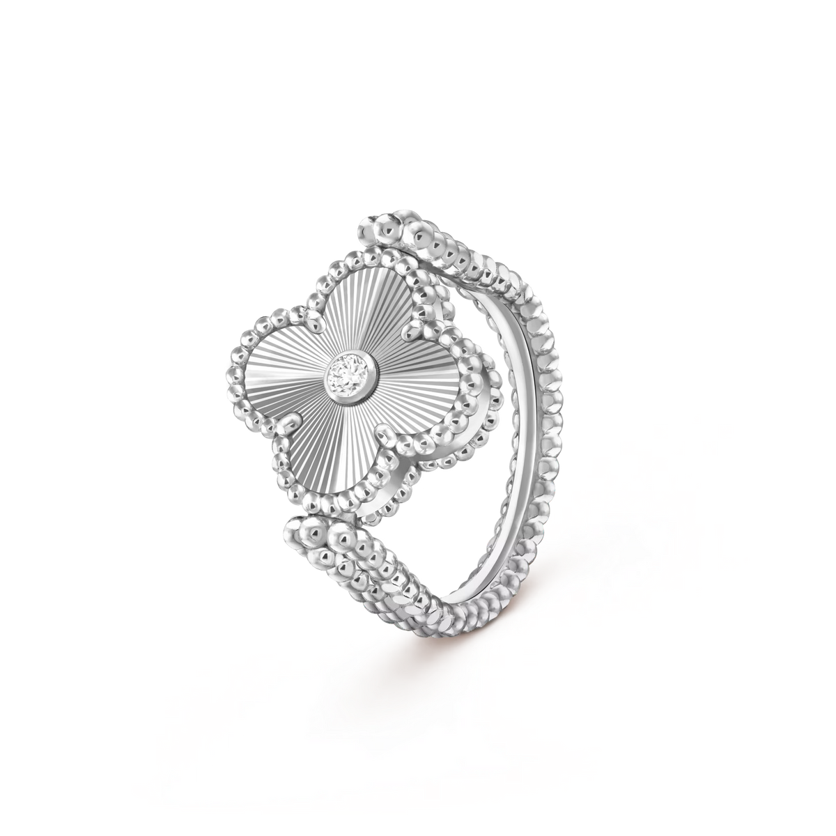 [Limara]LUCKY CLOVER WHITE GOLD REVERSIBLE RING
