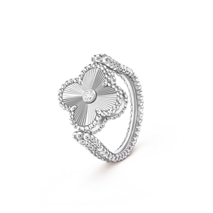 [Limara]LUCKY CLOVER WHITE GOLD REVERSIBLE RING