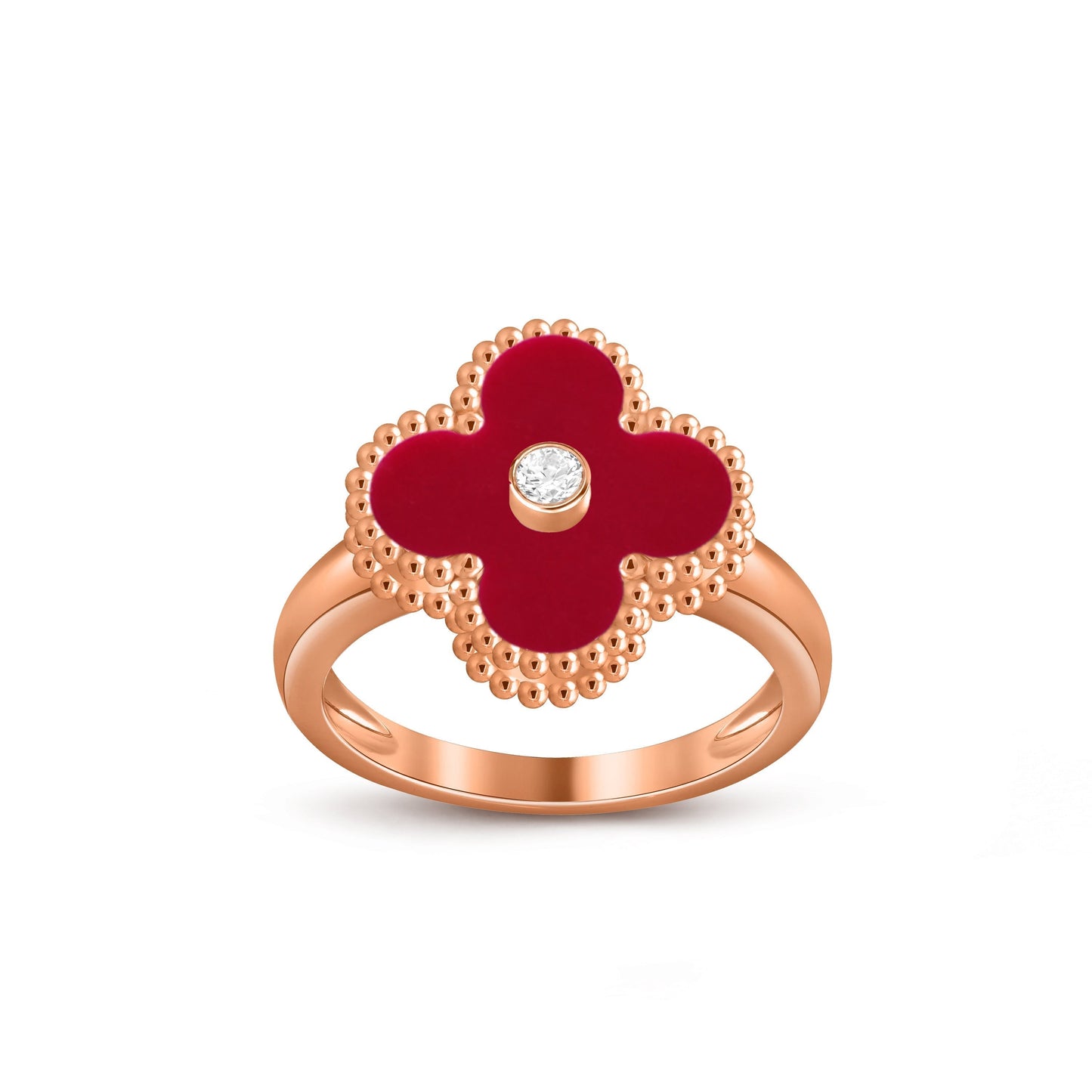 [Limara]LUCKY CLOVER DIAMOND-ACCENT ROSE GOLD RING COLLECTION
