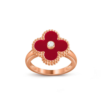 [Limara]LUCKY CLOVER DIAMOND-ACCENT ROSE GOLD RING COLLECTION