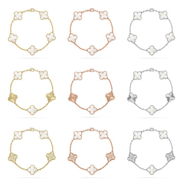 [Limara] CLOVER WHITE PEARL MOP 5 MOTIF BRACELET COLLECTION